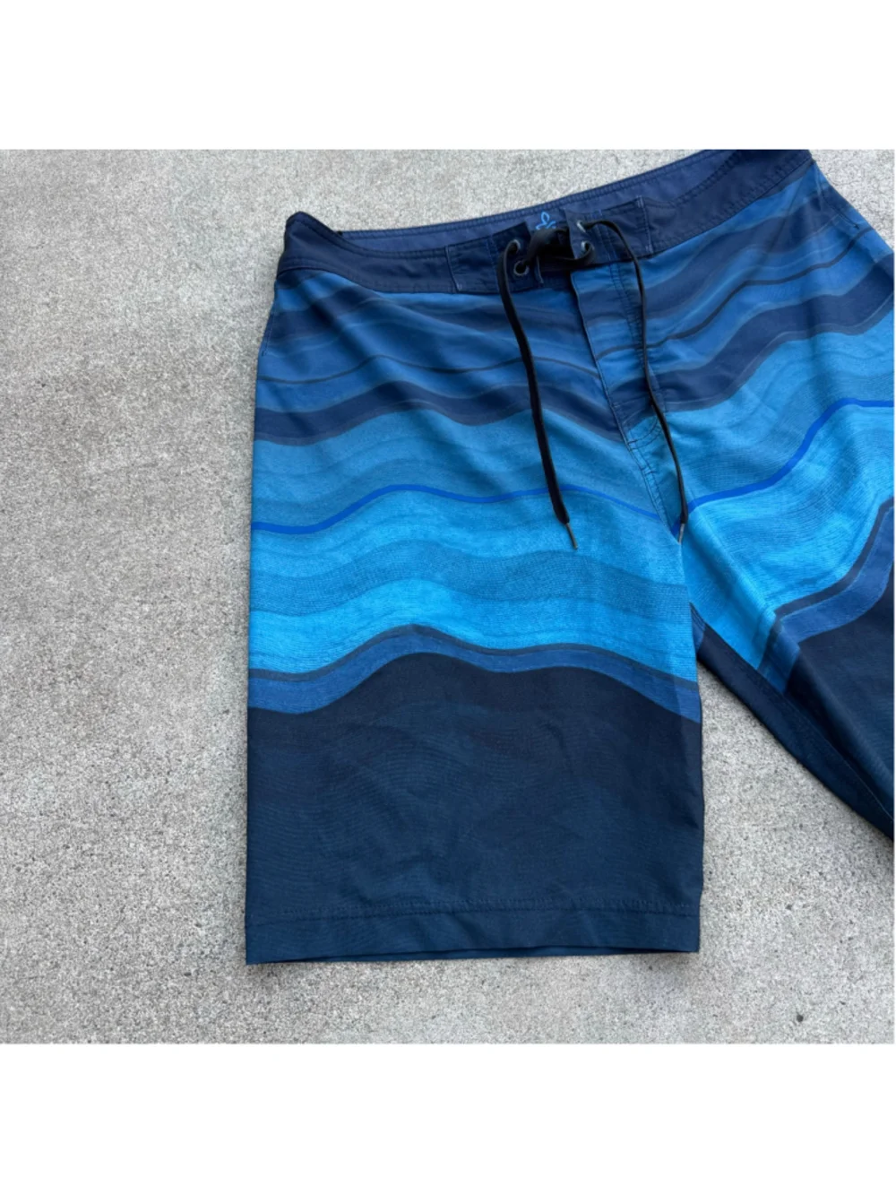 Men's PrAna Blue Navy Blue Striped Board Shorts Swim Trunks Size 34